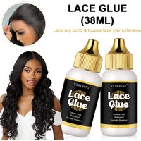 2 Packs 38ml Lace Wig Adhesive, Super Hold Waterproof Clear Glue for Lace Front Wigs & Hair Toupees, Sweat-Proof Long-Wearing