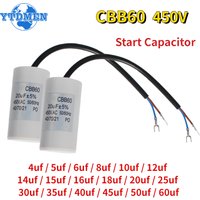 1PCS CBB60 Capacitor 450V AC Motor Run Capacitors 4/5/6/8/10/12/14/15/16/18/20/30/35/40/50/60UF for Washing Machine, Water Pump