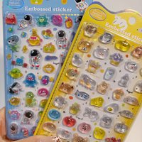 NEKONI Astronaut Space Cute Animals 3D Relief Stickers Scrapbooking Diy Diary Decor Journaling Stationery Stickers School Gift