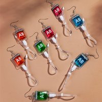 Halloween AB Type Plasma Bag Acrylic Long Earrings for Women Newest Gothic Colorful Blood Pack Drop Earring Vampire Jewelry Gift