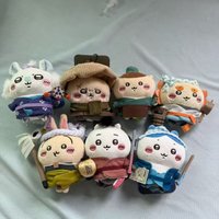 jiyi Edo Samurai Costume Plush Keychain Hachiware Usagi Kawaii Stuffed Animal Bag Charm Cute Cartoon Gift Boys Girls Random