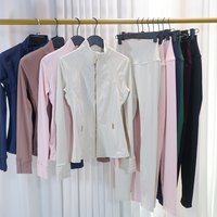 Gold Zipper Jacket Paired with yoga Pants, Featuring Quick-Dry and Breathability, Elastic and Slim-Fitting Design, Sports