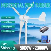 10KW 20KW Free Energy 15000W 3Blades 96V 12V 24V 48V Horizontal Axis Wind Turbine Generator Complete Set MPPT For Home Farm Boat