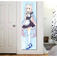 Nekopara Vanilla Cat Girl Tapestry Cute Anime Maid Neko Door Cover Wall Hanging for Bedroom Dorm Decor
