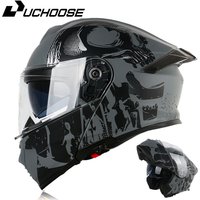 Motorcycle Full Face Helmet Crash Motorbike Protective Gear Men Women Flip Up Helmets Motorcycle Double Sun Visor DOT Approved