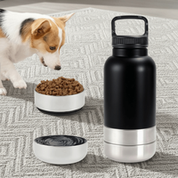 3 in 1 Stainless Steel Pet Water Bottle 32Oz Detachable Dog Feeding Bottle Large Capacity Multi-layered Pet Food Bottle Hiking