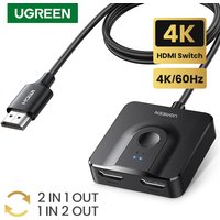 UGREEN HDMI Switch 4K60Hz with 3.3FT HDMI Cable, Bidirectional HDMI-compatible Splitter 2 in 1 Out HDMI Switcher Box 2 in 1 Out