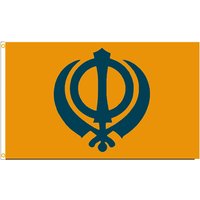 Sikh Flag 2x3ft 3x5ft, Orange Indian Sikhism Religion Banner for Outdoor Decor, Polyester Hanging Garden Yard Decoration