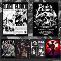 B-B-Black Anime Clover Poster Aesthetic HD PVC Wall Art - Waterproof Reusable For Home Office Restaurant