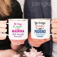 I Have The Best Godmother & Godfather in The Entire World Print Enamel Coffee Mug Drinks Cup Camping Mugs Birthday Holiday Gift
