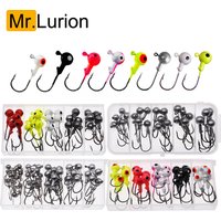 MrLurion Box package 1g 1.5g 3g 5g 6g 7g 8g jig head fishing hook , soft worm deepwater crank hooks with round head hooks