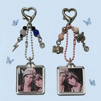 Handmade Photo Charm keychain, Unique Beaded Keychain with Butterfly & Camera Charms max and chloe Friendship keychains