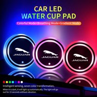 2pc 7 Colors Car Water Cup Pad Car Center Console Luminous LED Water Coaster For Jaguar XFL XEL E-PACE F-PACE F-TYPE XJ XK XF XE