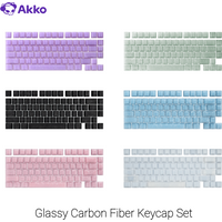 Akko Glassy Carbon Fiber Keycap Set Double-Shot Cherry Profile Side-Printed Keycaps for 61/75/87/Full Size Mechanical Keyboard