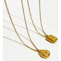Peri'sBox 2 Designs Titan Stahl Wassertropfen Stern Quadratische geometrische Halsketten für Frauen Minimalistische Cz Starburst Halsketten 2021