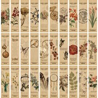30PCS Nostalgic Style Flowers Bookmarks Nostalgia Paper Cartoon Stationery Laptop Supply Room Community Dormitory Room Bookmark