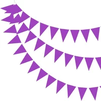 Purple Plastic Triangle Bunting 33ft/10m Waterproof Pennant Flags Garland, Wedding Carnival Birthday Party Deco, Durable String