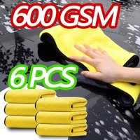 6 PCS 600GSM Car Cleaning Cloth Professional Cleaning Car Wiping Microfiber Towel Car Wash Towel Accessories