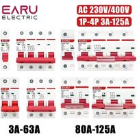 1P 2P 3P 4P DZ47 3A-125A AC 230V 400V C Type Mini Circuit Breaker MCB Short Overload Protector Din Rail Mount Breaking Capacity