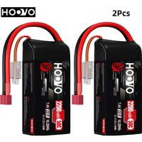 2Pcs HOOVO 2S 7.4 V 2200 mAh 50C RC Lipo Battery T Plug Soft Case Short Pack RC Battery for 1:16 RC Car RC Helicopter Airplane