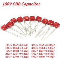 20PCS CBB Capacitor Kit 100V CBB Polypropylene Film Capacitors 10NF 22NF 47NF 100NF 150NF 220NF 330NF 470NF 103J 104J 154J 223J