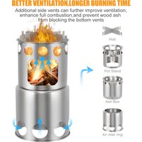 Camping Stove Portable Stainless Steel Lightweight Wood-Burning Stove Outdoor Cooking Picnic Camping Burner Wood-Burning Stove