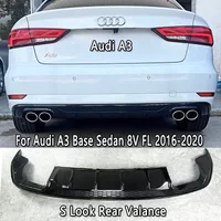 For Audi A3 Base Sedan (Not for S-Line S3) 8V Facelift 2016-2020 Car Rear Valance Gloss Black Rear Bumper Diffuser Spoiler Kits
