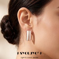 SYOUJYO Natural Zircon Full Paved Earrings For Women 585 Rose Gold Color Glossy Simple Stylish Daily Wear Jewelry