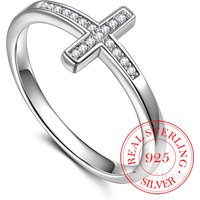 Original 925 Sterling Silver Cubic Zircon Cross Rings for Women Men Fashion Women's Jewelry Party Wedding anillos Gift