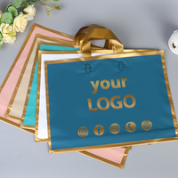 50pcs custom logo gold edge frosted shopping bags plastic gift bags clothing packaging bags design printed monochrome logo image 4