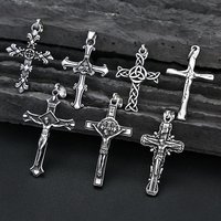 Fashion 316L Stainless Steel Christian Cross Necklace For Men Women Hip Hop Cool Religious Charm Pendant Punk Jewelry Wholesale