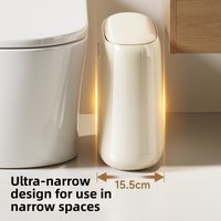 12L Trash Bin Narrow Gap Trash Can Light Luxury Bathroom Toilet Large Capacity Seam Press Waterproof Trash Can Kitchen with Lid