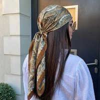 Luxury Brand Square Silk Scarf Women Satin Paisley Print Hijab Scarves Muslim Pareo Bandana Female Shawl Wrap Headband Foulard