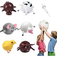 2PCS Kids Funny Animals Inflate Vent Balls Toy Squeeze Soft Ball Balloon Fidget Party Sports Cute Funny Games Toys Gift