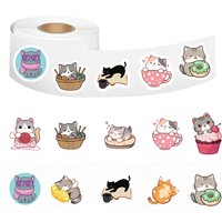 500PCS Cartoon Cat Roll Stickers Harajuku Waterproof Scrapbook Element Y2k FashionCoffee Phone Streetwear Party Stationary Decor