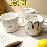 600ML Cartoon Miffy Ceramic Cup Kawaii Rabbit Ins Style High Quality Large Capacity Milk Coffee Cups Student Water Cup Gifts