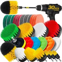 30pcs/set Electric Drill Brush Attachment Power Scrubber Car Wash Polisher with Scrub for Cleaning Showers Tubs Bathroom Carpet