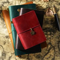 Vintage Cowhide Handmade Genuine Leather Traveler's Notebook - Travel Diary Journal Gift Planner for Organizing Standard Size