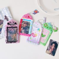 Kpop Cartoon 4 Leaf Clover PVC 3-Inch Photo Card Holder Cute Girl Idol Photo Storage Card Bag Decoration Keychain Pendant Gifts