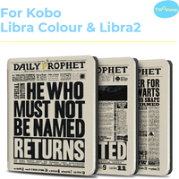 Twosheep 7-inch Case for Kobo Libra Colour and Kobo Libra2 Magnetic Flip Auto Sleep Wake TPU Soft Shell Cover Vintage Newspaper