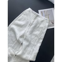 Elegant High Waist Wide Leg Cotton Linen Straight Cut Pants Women's Summer 2026 Simple Style Commute Casual Trousers