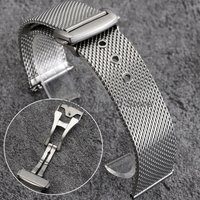 Folding Buckle Milanese Mesh Stainless Steel Watch Bands 20mm 22mm Bracelet Straps Flat Interface Business Wristbelt Accessories