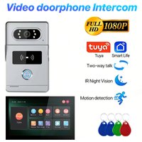 Tuya 7" Touch Screen 2-Wire Smart Video Doorbell System APP APP Remote RFID Unlock Night Vision Home Intercom Kits For Villa