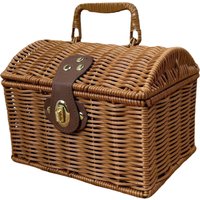 Wicker Picnic Basket 8x6 inch Wooven Food Carrier Box Bread Basket With lid handle Rattan Storage Box for home travel camping