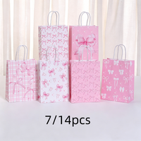 7/14pcs Butterfly Gift Bags Candy Gift Packaging Hand-Held Kraft Paper Bag Girl Butterfly Birthday Baby Shower Party Supplies