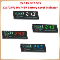 7-55V Battery Capacity Indicator LED Display Voltage Meter for Li-ion LiFePO4 Lead Acid Battery with Customizable Alarm Settings