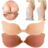 Women's Strapless Sticky Bra Push Up Adhesive Silicone No Show Stick On Bras For Backless Dress Invisible Reusable Nipple Cover
