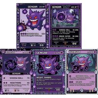 5Pcs Pokemon Cards Gengar Pixel Game Style Cool PTCG Cards Holographic Rainbow Rare Holo Collection Cards Pokemon Gengar Gift