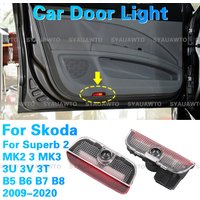 New 2 Pcs LED Door Welcome Ghost Shadow Projector For Skoda Superb MK2 MK3 3U 3V 3T B5 B6 B7 B8 2009-2020