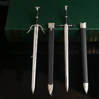 22cm The Geralt Silver Sword Keychain Game Peripheral Medieval Metal Sword with Sheath Model Ornament Crafts Collection